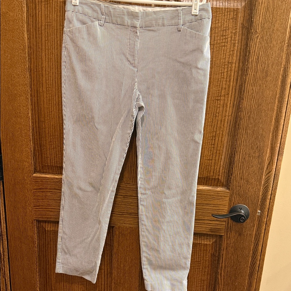 Talbots Hampshire  Navy and White Pin Striped Ankle Pants 10